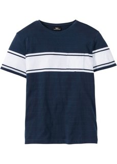 Футболка Regular Fit с полосками (темно-синий) Bonprix