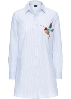 Блузка в полоску с аппликацией колибри (нежно-голубой/белый) Bonprix