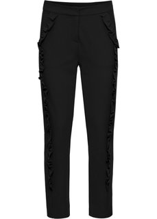 Брюки с воланами (черный) Bonprix