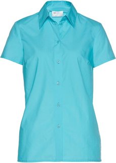 Однотонная блузка с короткими рукавами (аква) Bonprix