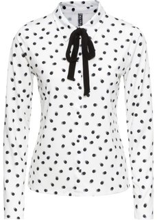 Блузка из трикотажа (белый/черный в горошек) Bonprix