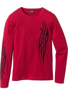 Облегающая футболка с длинным рукавом (темно-красный) Bonprix