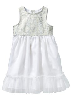 Платье с тюлем, Размеры  80-134 (белый/серебристый) Bonprix