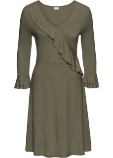 Платье с воланом (оливковый) Bonprix