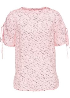 Блузка со шнуровкой (розовый леденец/черный в горошек) Bonprix