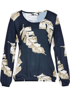 Блузка удлиненного покроя (темно-синий/натуральный с рисунком) Bonprix