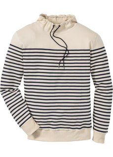 Свитшот Slim Fit с шалевым воротником (бежевый в полоску) Bonprix