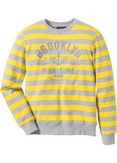 Свитшот Slim Fit (светло-серый меланж/желтый в полоску) Bonprix