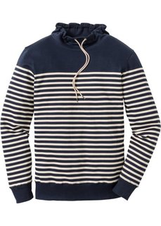 Свитшот Slim Fit с шалевым воротником (темно-синий в полоску) Bonprix
