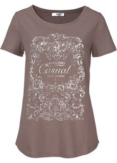 Футболка с короткими рукавами (бурый с рисунком) Bonprix