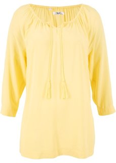 Блузка с вырезом-кармен и рукавом 3/4 (нежно-желтый) Bonprix