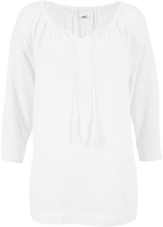 Блузка с вырезом-кармен и рукавом 3/4 (белый) Bonprix