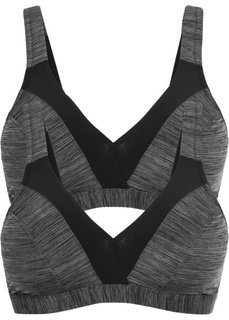 Бюстгальтер без косточек (2 шт.), чашка D (серый меланж/черный) Bonprix