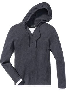 Пуловер Slim Fit с капюшоном (темно-синий меланж) Bonprix