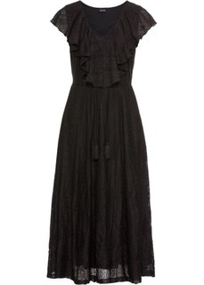 Платье с воланами (черный) Bonprix