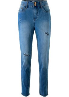 Джинсы высокой посадки, с потертостями, дизайн Maite Kelly (синий «потертый») Bonprix