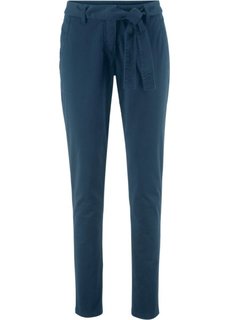 Брюки эластичные с текстильным поясом (темно-синий) Bonprix