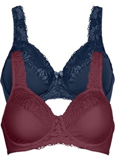Бюстгальтер-минимайзер (2 шт.), чашка F (бордовый/темно-синий) Bonprix