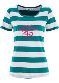 Футболка с коротким рукавом (темно-изумрудный/белый в полоску) Bonprix