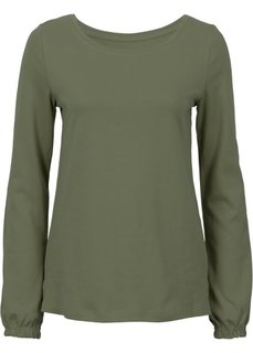 Футболка с расклешенными рукавами (оливковый) Bonprix