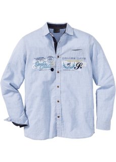 Рубашка Regular Fit с длинным рукавом (нежно-голубой в полоску) Bonprix