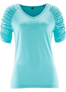 Футболка с драпировками (аква) Bonprix