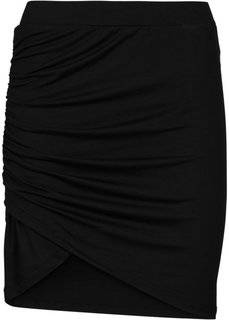 Трикотажная юбка с драпировкой (черный) Bonprix