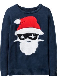 Новогодний пуловер с Санта-Клаусом (темно-синий) Bonprix