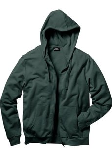 Трикотажная куртка стандартного покроя с капюшоном (темно-зеленый) Bonprix