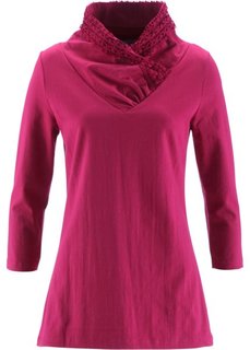 Футболка с красивым воротником и рукавом 3/4 (свекольный) Bonprix
