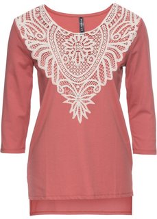 Футболка с кружевной вставкой (красный) Bonprix