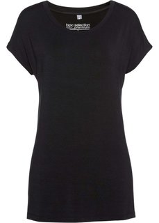Футболка удлиненного покроя из модала (черный) Bonprix