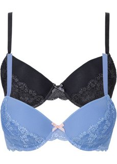 Бюстгальтер (2 шт.), чашка D (антрацитовый + голубой) Bonprix