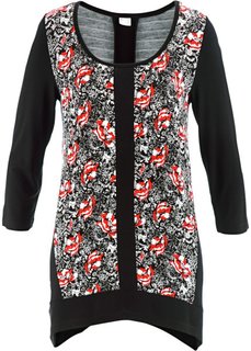 Футболка с рукавом 3/4 (черный с узором) Bonprix