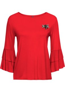 Футболка с воланами (ярко-красный) Bonprix