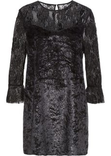 Платье из блестящего искусственного бархата (черный) Bonprix