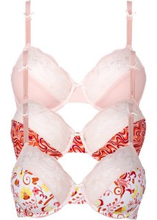 Бюстгальтер (3 шт.), чашка C (с принтом + с принтом + розовый) Bonprix