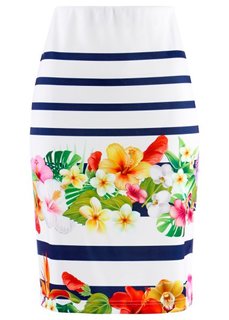 Трикотажная юбка (черный/белый в цветочек) Bonprix