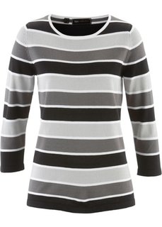 Пуловер (серебристый матовый/черный в полоску) Bonprix