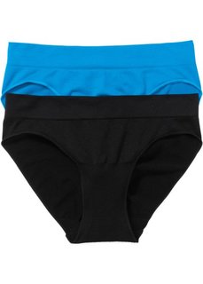 Бесшовные трусики (2 шт.) (черный/капри-синий) Bonprix