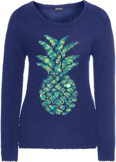 Пуловер с аппликацией из пайеток (полуночная синь) Bonprix