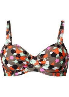 Купальный бюстгальтер, чашка E (оливковый с рисунком) Bonprix