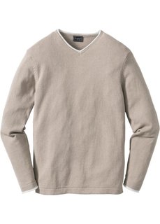 Пуловер Regular Fit с V-образным вырезом (цвет замазки) Bonprix