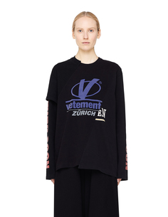 Черный лонгслив с принтом Vetements