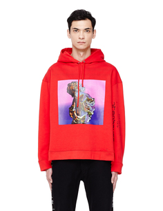 Красная толстовка с принтом RAF Simons