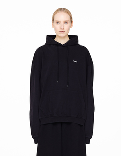Черная хлопковая толстовка с логотипом Vetements