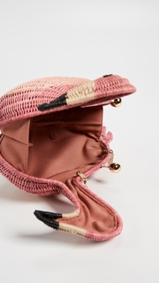 Serpui Marie Flamingo Wicker Clutch