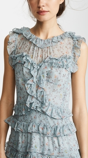Rebecca Taylor Sleeveless Vine Ruffle Dress