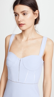 Jonathan Simkhai Seersucker Solids Handkerchief Bustier Midi Dress