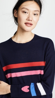 SUNDRY Stripes &amp; Heart Sweater